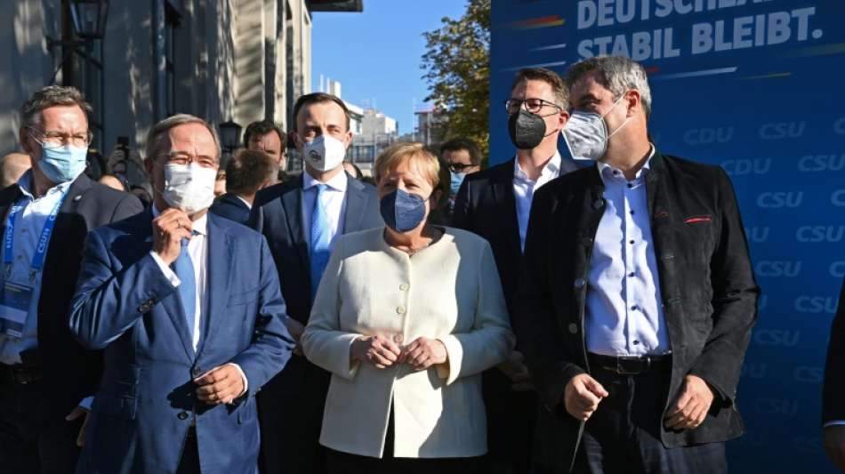 Merkel wirbt f&uuml;r Laschet - Scholz will Regierungswechsel