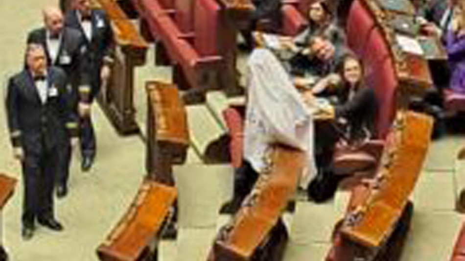 Magi entra in Aula vestito da fantasma, espulso da Fontana